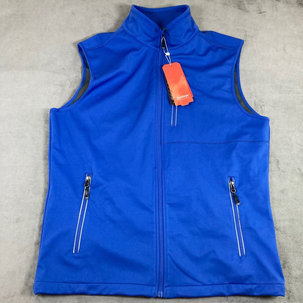 33,000ft Mens Softshell Cycling Vest Blue Waterproof Windproof Thermal Large NWT